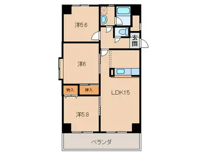 和泉ガーデンパレス(3LDK/1階)の間取り写真