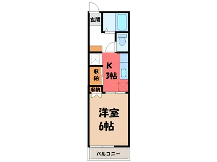 PIER21箱田(1K/1階)の間取り写真