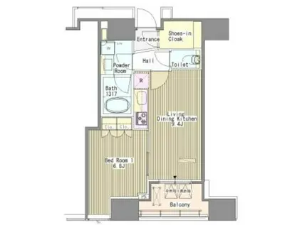 WHITE TOWER HAMAMATSUCHO ホワイトタワー浜松町(1LDK/22階)の間取り写真