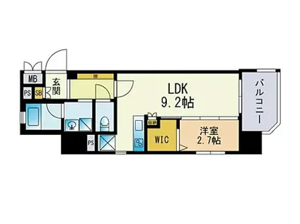 アクタス薬院テラス(1LDK/12階)の間取り写真