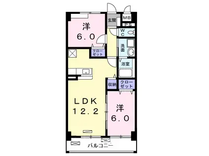 フルール(2LDK/2階)の間取り写真