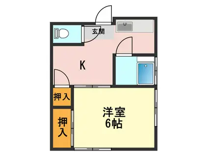 東海第6ハウス(1DK/1階)の間取り写真