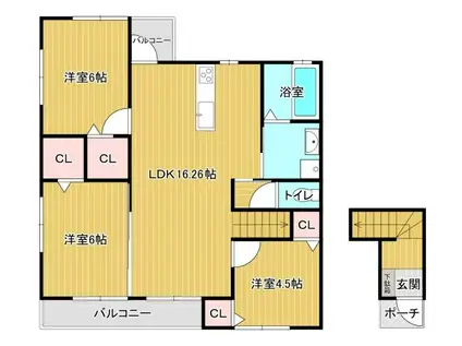 ＪＲ篠栗線 天道駅 徒歩30分 2階建 新築(3LDK/2階)の間取り写真