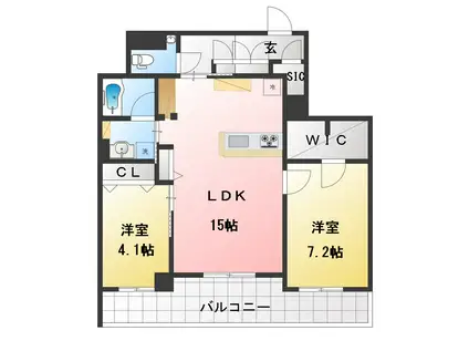 ゼフィールメゾンプレミア緑園(2LDK/2階)の間取り写真