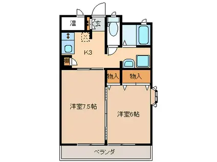 E-WING(2K/2階)の間取り写真