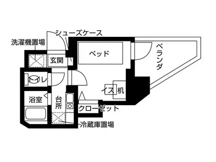 バウスクロス相模大野(ワンルーム/11階)の間取り写真