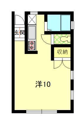 ホワイトボックスIII(ワンルーム/1階)の間取り写真