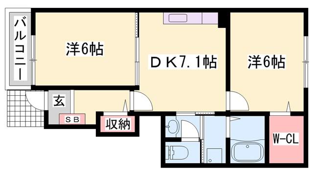 ジュピター&M(2DK/1階)の間取り写真
