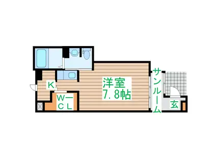 ユズリハ五十人町(1K/1階)の間取り写真