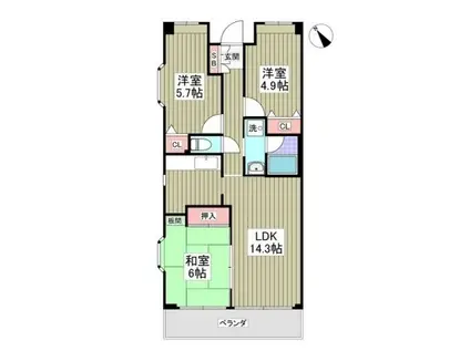 パストラル渋沢(3LDK/2階)の間取り写真