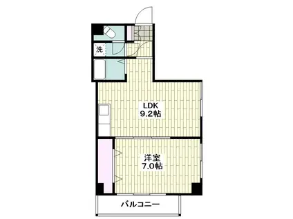 鴨居港マンション(1LDK/3階)の間取り写真
