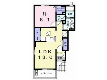 ピアチェーヴォレI(1LDK/1階)の間取り写真