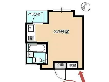 第二岩田ビル(ワンルーム/2階)の間取り写真