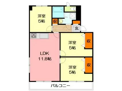 ハイラーク戸塚(3LDK/4階)の間取り写真