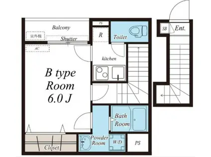 リブリ・インフロント(1K/2階)の間取り写真