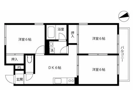 エステートフクヨPARTII(3DK/2階)の間取り写真