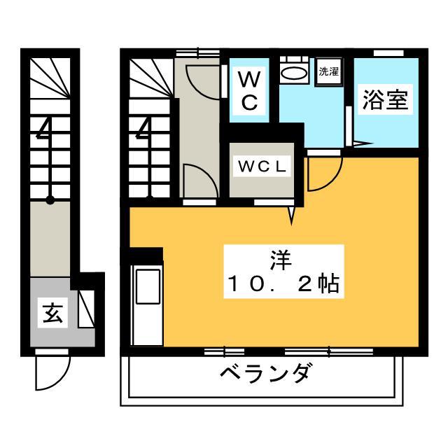 ROSEWINDばらの風(ワンルーム/2階)の間取り写真