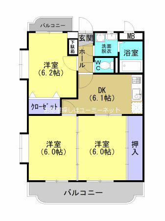 ドリーム・M(3DK/3階)の間取り写真