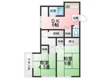 アイ・エス・エートク(2DK/2階)の間取り写真