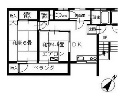 朝日コーポ(2DK/2階)の間取り写真