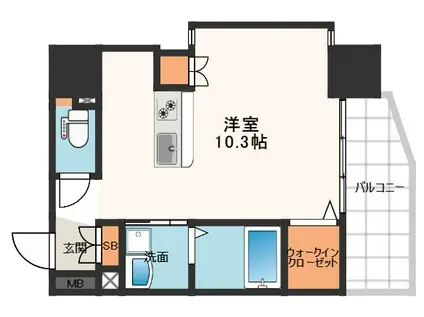OAK彌榮 夕陽ヶ丘(ワンルーム/10階)の間取り写真
