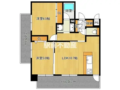 QUINTET MINAMI FUKUO(2LDK/8階)の間取り写真