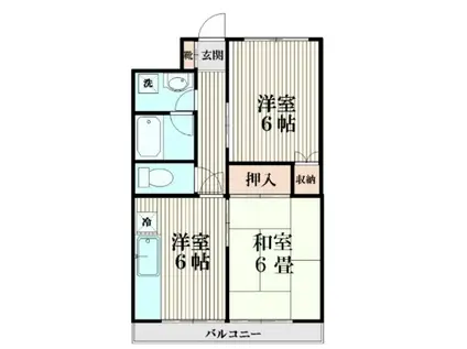 ソルトハイムI(2DK/1階)の間取り写真