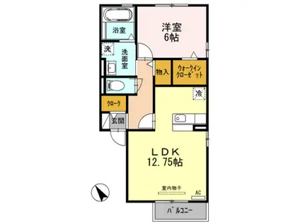 D-ROOM悠(1LDK/1階)の間取り写真