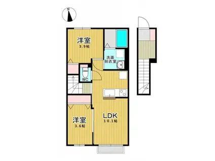 メゾンドブランシェIII(2LDK/2階)の間取り写真