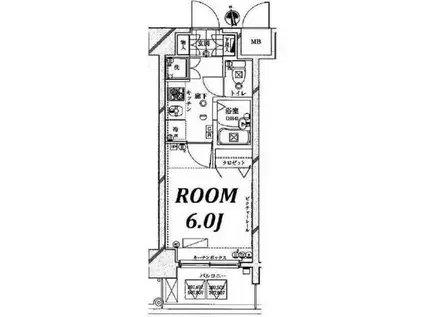 ガリシア早稲田(1K/5階)の間取り写真
