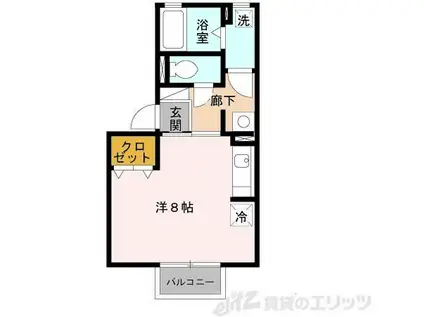 テラー・ウエスト新芦屋(ワンルーム/2階)の間取り写真