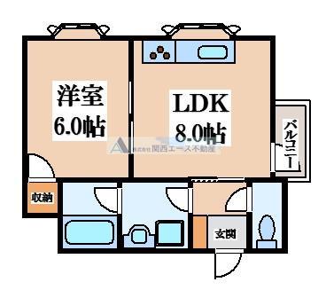 ツカサロイヤルハイツ瓢箪山(1LDK/4階)の間取り写真