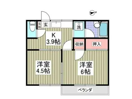 ハイツイレブン(2K/2階)の間取り写真