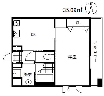 プレジール三ノ宮(1DK/5階)の間取り写真