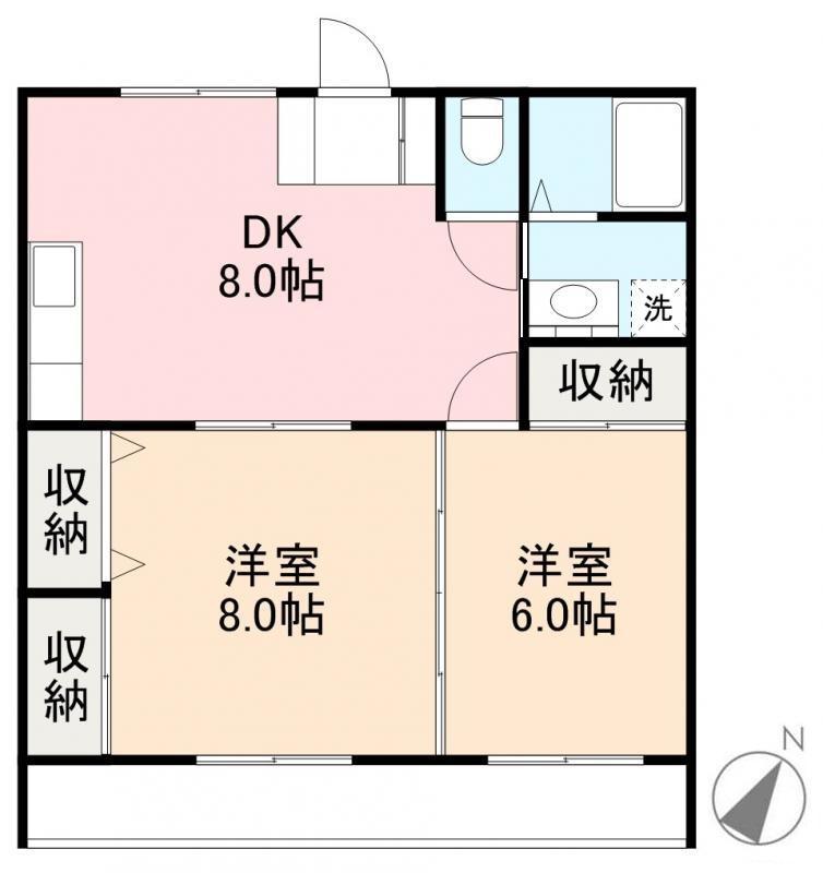 ハグネストA・B(2DK/2階)の間取り写真