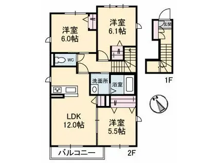 フィオリーナ楠上(3LDK/2階)の間取り写真