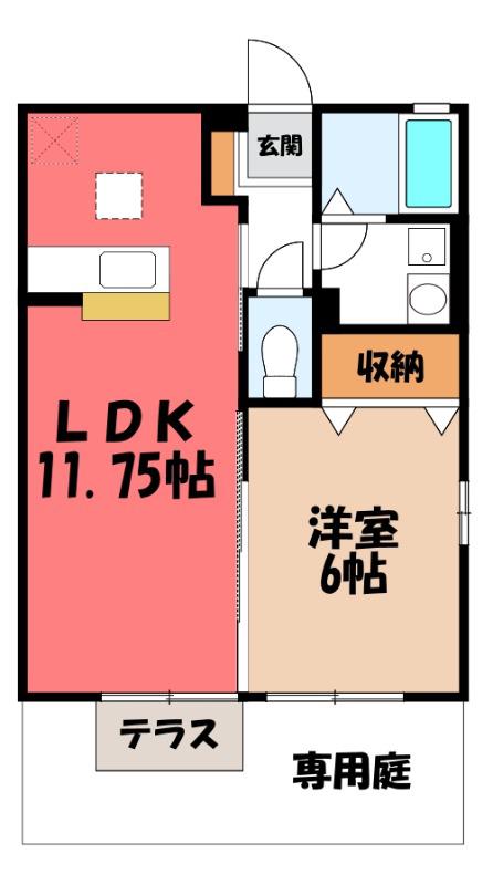 クレールヒルズ A(1LDK/1階)の間取り写真