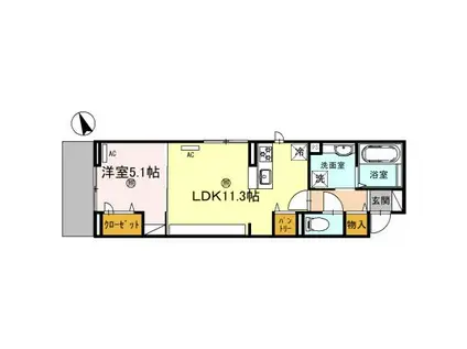 D-PLACE安田(1LDK/1階)の間取り写真