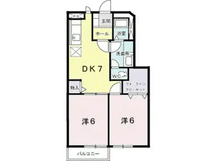 サウザンコート(2DK/1階)の間取り写真