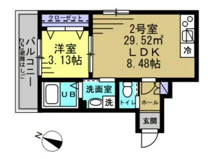 エージェイおおたかの森(1LDK/1階)の間取り写真