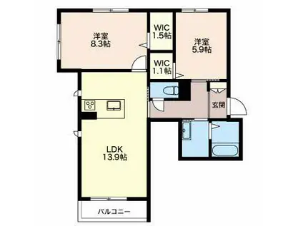 西脇町レジデンス(2LDK/2階)の間取り写真