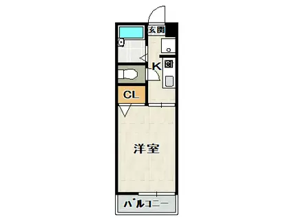 売布Kハイツ(1K/2階)の間取り写真