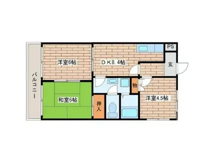 草愛マンション(3DK/2階)の間取り写真