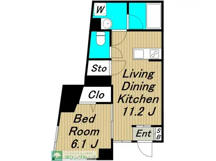 スクエア羽根木(1LDK/1階)の間取り写真