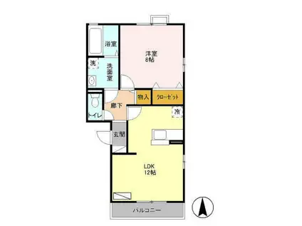 ヴェラハイツM(1LDK/2階)の間取り写真