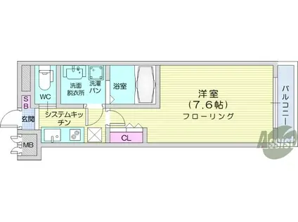 デュオフィール仙台東(1K/6階)の間取り写真