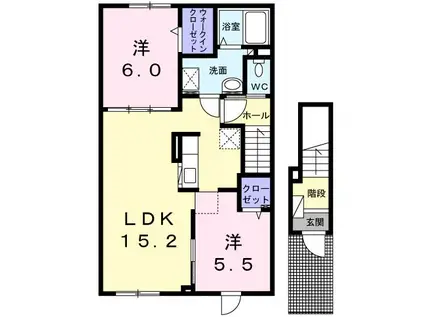 プライムハウス モア(2LDK/2階)の間取り写真