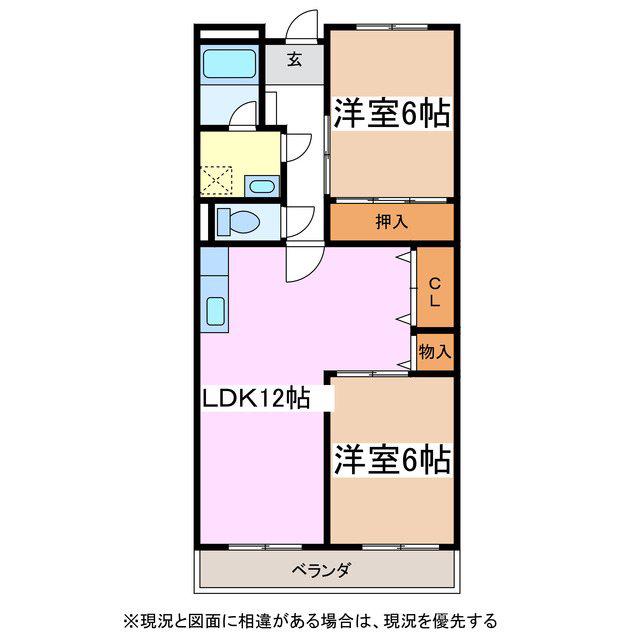 リンピア石橋(2LDK/1階)の間取り写真