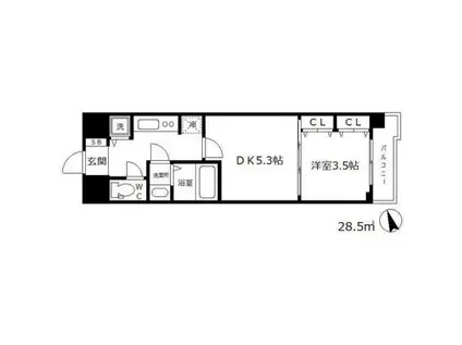 LAV神戸三宮(2K/6階)の間取り写真