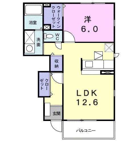 フィリア・デュオ・グランツT(1LDK/1階)の間取り写真